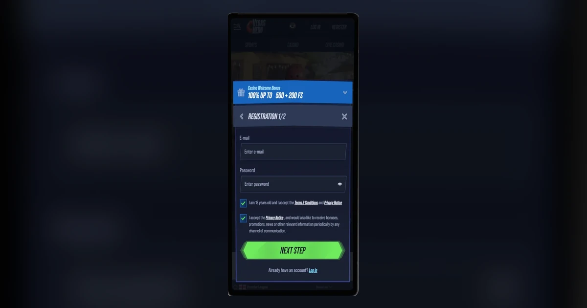 Connexion au compte VegasHero